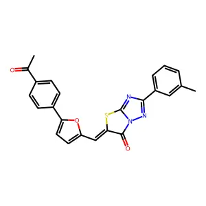 (5Z)-5-{[5-(4-acetylphenyl)furan-2-yl]methylidene}-2-(3-methylphenyl)[1,3]thiazolo[3,2-b][1,2,4]triazol-6(5H)-one structure