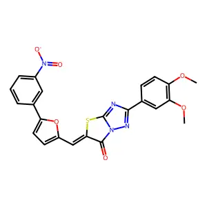 (Z)-2-(3,4-dimethoxyphenyl)-5-((5-(3-nitrophenyl)furan-2-yl)methylene)thiazolo[3,2-b][1,2,4]triazol-6(5H)-one structure