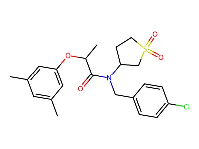 N-(4-chlorobenzyl)-2-(3,5-dimethylphenoxy)-N-(1,1-dioxidotetrahydrothiophen-3-yl)propanamide structure