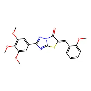 (5Z)-5-(2-methoxybenzylidene)-2-(3,4,5-trimethoxyphenyl)[1,3]thiazolo[3,2-b][1,2,4]triazol-6(5H)-one structure