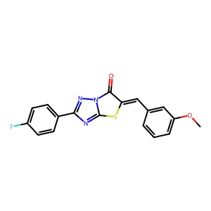 (5Z)-2-(4-fluorophenyl)-5-(3-methoxybenzylidene)[1,3]thiazolo[3,2-b][1,2,4]triazol-6(5H)-one structure