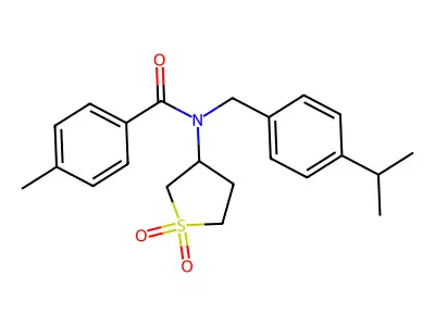 N-(1,1-dioxidotetrahydrothiophen-3-yl)-4-methyl-N-[4-(propan-2-yl)benzyl]benzamide structure