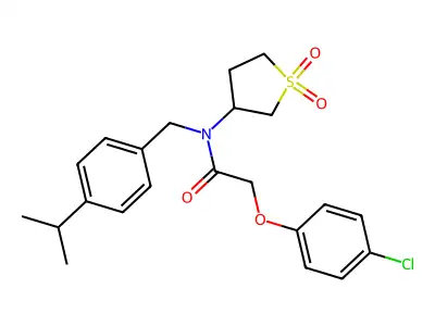 2-(4-chlorophenoxy)-N-(1,1-dioxidotetrahydrothiophen-3-yl)-N-[4-(propan-2-yl)benzyl]acetamide structure