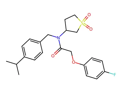 N-(1,1-dioxidotetrahydrothiophen-3-yl)-2-(4-fluorophenoxy)-N-[4-(propan-2-yl)benzyl]acetamide structure