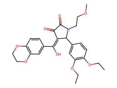 5-(3,4-diethoxyphenyl)-4-(2,3-dihydro-1,4-benzodioxine-6-carbonyl)-3-hydroxy-1-(2-methoxyethyl)-2,5-dihydro-1H-pyrrol-2-one structure