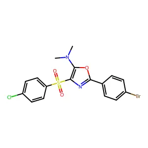 2-(4-bromophenyl)-4-((4-chlorophenyl)sulfonyl)-N,N-dimethyloxazol-5-amine structure