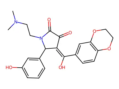 4-(2,3-dihydro-1,4-benzodioxine-6-carbonyl)-1-[2-(dimethylamino)ethyl]-3-hydroxy-5-(3-hydroxyphenyl)-2,5-dihydro-1H-pyrrol-2-one structure