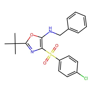 N-benzyl-2-(tert-butyl)-4-((4-chlorophenyl)sulfonyl)oxazol-5-amine structure
