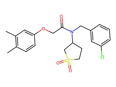 N-(3-chlorobenzyl)-2-(3,4-dimethylphenoxy)-N-(1,1-dioxidotetrahydrothiophen-3-yl)acetamide structure