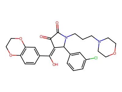 5-(3-chlorophenyl)-4-(2,3-dihydro-1,4-benzodioxine-6-carbonyl)-3-hydroxy-1-[3-(morpholin-4-yl)propyl]-2,5-dihydro-1H-pyrrol-2-one structure