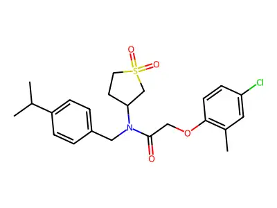 2-(4-chloro-2-methylphenoxy)-N-(1,1-dioxidotetrahydrothiophen-3-yl)-N-[4-(propan-2-yl)benzyl]acetamide structure