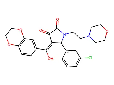 5-(3-chlorophenyl)-4-(2,3-dihydro-1,4-benzodioxine-6-carbonyl)-3-hydroxy-1-[2-(morpholin-4-yl)ethyl]-2,5-dihydro-1H-pyrrol-2-one structure
