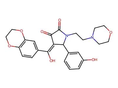 4-(2,3-dihydro-1,4-benzodioxine-6-carbonyl)-3-hydroxy-5-(3-hydroxyphenyl)-1-[2-(morpholin-4-yl)ethyl]-2,5-dihydro-1H-pyrrol-2-one structure