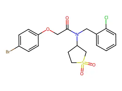 2-(4-bromophenoxy)-N-(2-chlorobenzyl)-N-(1,1-dioxidotetrahydrothiophen-3-yl)acetamide structure