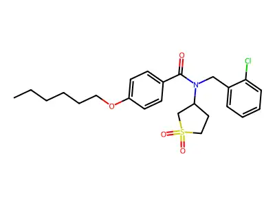 N-(2-chlorobenzyl)-N-(1,1-dioxidotetrahydrothiophen-3-yl)-4-(hexyloxy)benzamide structure