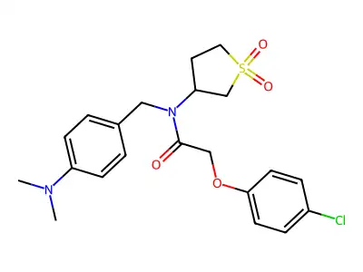 2-(4-chlorophenoxy)-N-[4-(dimethylamino)benzyl]-N-(1,1-dioxidotetrahydrothiophen-3-yl)acetamide structure