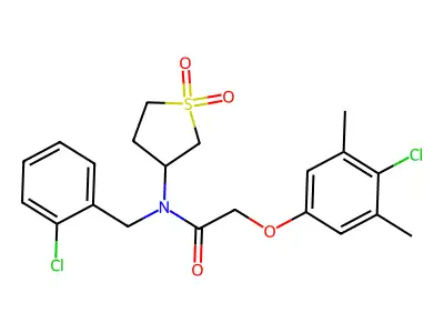 N-(2-chlorobenzyl)-2-(4-chloro-3,5-dimethylphenoxy)-N-(1,1-dioxidotetrahydrothiophen-3-yl)acetamide structure