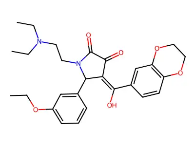 1-(2-diethylaminoethyl)-4-[2,3-dihydro-1,4-benzodioxin-6-yl(hydroxy)methylidene]-5-(3-ethoxyphenyl)pyrrolidine-2,3-dione structure
