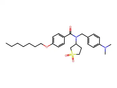 N-[4-(dimethylamino)benzyl]-N-(1,1-dioxidotetrahydrothiophen-3-yl)-4-(heptyloxy)benzamide structure