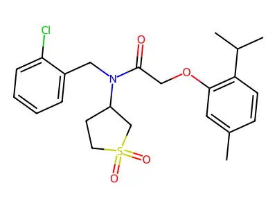 N-(2-chlorobenzyl)-N-(1,1-dioxidotetrahydrothiophen-3-yl)-2-[5-methyl-2-(propan-2-yl)phenoxy]acetamide structure