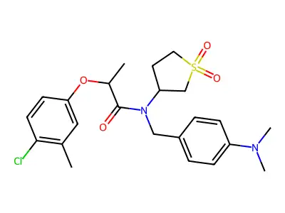 2-(4-chloro-3-methylphenoxy)-N-(4-(dimethylamino)benzyl)-N-(1,1-dioxidotetrahydrothiophen-3-yl)propanamide structure