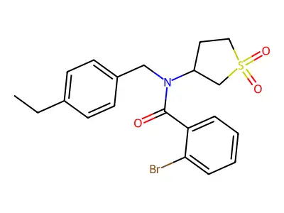 2-bromo-N-(1,1-dioxidotetrahydrothiophen-3-yl)-N-(4-ethylbenzyl)benzamide structure