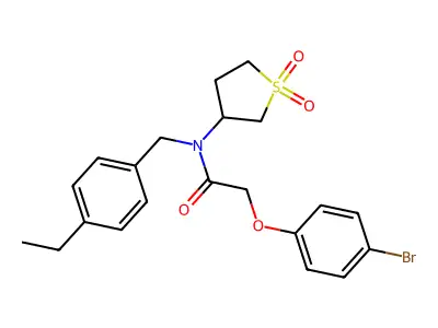 2-(4-bromophenoxy)-N-(1,1-dioxidotetrahydrothiophen-3-yl)-N-(4-ethylbenzyl)acetamide structure
