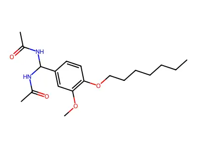 N-[acetamido-(4-heptoxy-3-methoxyphenyl)methyl]acetamide structure