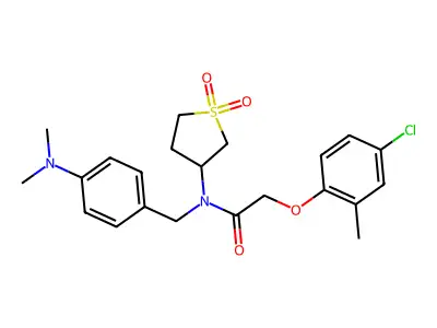 2-(4-chloro-2-methylphenoxy)-N-[4-(dimethylamino)benzyl]-N-(1,1-dioxidotetrahydrothiophen-3-yl)acetamide structure