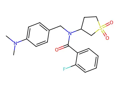 N-(4-(dimethylamino)benzyl)-N-(1,1-dioxidotetrahydrothiophen-3-yl)-2-fluorobenzamide structure