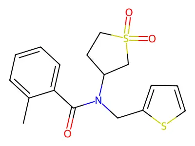 N-(1,1-dioxidotetrahydrothiophen-3-yl)-2-methyl-N-(thiophen-2-ylmethyl)benzamide structure