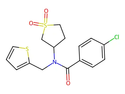 4-chloro-N-(1,1-dioxidotetrahydro-3-thienyl)-N-(2-thienylmethyl)benzamide structure
