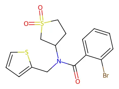 2-bromo-N-(1,1-dioxidotetrahydrothiophen-3-yl)-N-(thiophen-2-ylmethyl)benzamide structure
