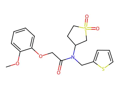 N-(1,1-dioxidotetrahydrothiophen-3-yl)-2-(2-methoxyphenoxy)-N-(thiophen-2-ylmethyl)acetamide structure