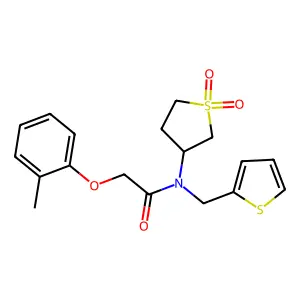 N-(1,1-dioxothiolan-3-yl)-2-(2-methylphenoxy)-N-(thiophen-2-ylmethyl)acetamide structure