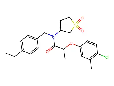 2-(4-chloro-3-methylphenoxy)-N-(1,1-dioxidotetrahydrothiophen-3-yl)-N-(4-ethylbenzyl)propanamide structure