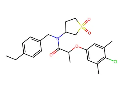 2-(4-chloro-3,5-dimethylphenoxy)-N-(1,1-dioxidotetrahydrothiophen-3-yl)-N-(4-ethylbenzyl)propanamide structure