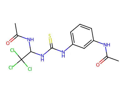 N-[3-[(1-acetamido-2,2,2-trichloroethyl)carbamothioylamino]phenyl]acetamide structure