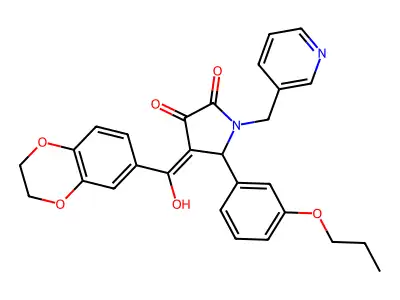 4-(2,3-dihydro-1,4-benzodioxine-6-carbonyl)-3-hydroxy-5-(3-propoxyphenyl)-1-[(pyridin-3-yl)methyl]-2,5-dihydro-1H-pyrrol-2-one structure