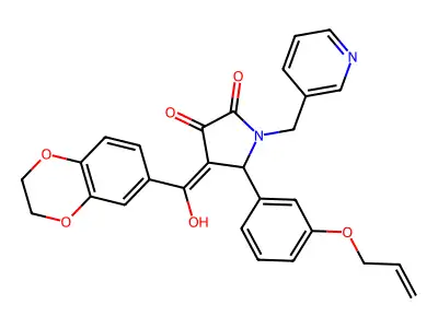 4-(2,3-dihydro-1,4-benzodioxine-6-carbonyl)-3-hydroxy-5-[3-(prop-2-en-1-yloxy)phenyl]-1-[(pyridin-3-yl)methyl]-2,5-dihydro-1H-pyrrol-2-one structure