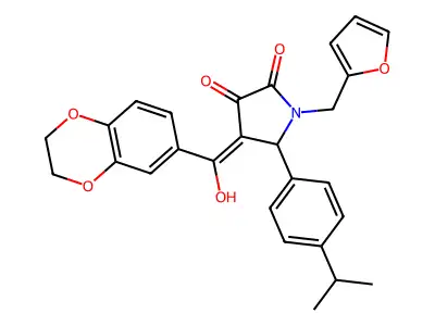 4-(2,3-dihydro-1,4-benzodioxine-6-carbonyl)-1-[(furan-2-yl)methyl]-3-hydroxy-5-[4-(propan-2-yl)phenyl]-2,5-dihydro-1H-pyrrol-2-one structure