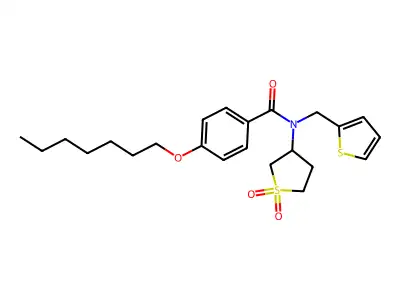 N-(1,1-dioxidotetrahydrothiophen-3-yl)-4-(heptyloxy)-N-(thiophen-2-ylmethyl)benzamide structure