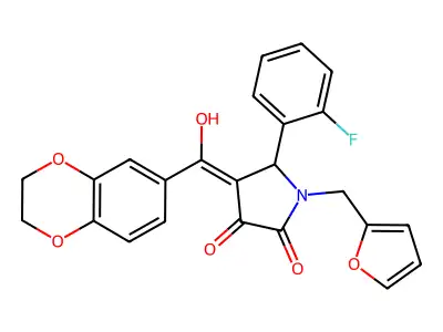 4-(2,3-dihydro-1,4-benzodioxine-6-carbonyl)-5-(2-fluorophenyl)-1-[(furan-2-yl)methyl]-3-hydroxy-2,5-dihydro-1H-pyrrol-2-one structure