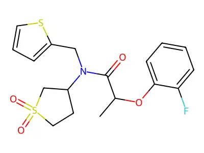 N-(1,1-dioxidotetrahydrothiophen-3-yl)-2-(2-fluorophenoxy)-N-(thiophen-2-ylmethyl)propanamide structure