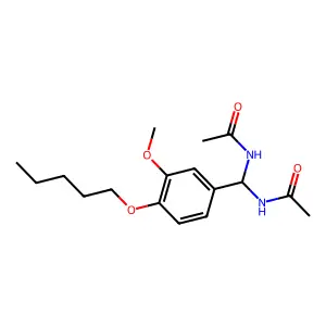 N-[acetamido-(3-methoxy-4-pentoxyphenyl)methyl]acetamide structure