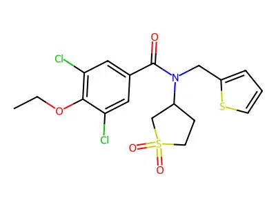 3,5-dichloro-N-(1,1-dioxidotetrahydrothiophen-3-yl)-4-ethoxy-N-(thiophen-2-ylmethyl)benzamide structure