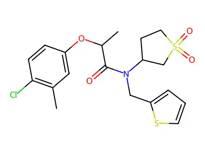 2-(4-chloro-3-methylphenoxy)-N-(1,1-dioxidotetrahydrothiophen-3-yl)-N-(thiophen-2-ylmethyl)propanamide structure