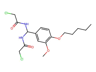 2-chloro-N-[[(2-chloroacetyl)amino]-(3-methoxy-4-pentoxyphenyl)methyl]acetamide structure