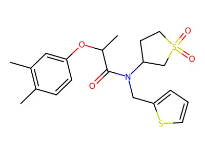 2-(3,4-dimethylphenoxy)-N-(1,1-dioxidotetrahydrothiophen-3-yl)-N-(thiophen-2-ylmethyl)propanamide structure