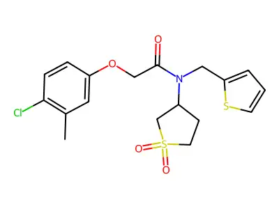 2-(4-chloro-3-methylphenoxy)-N-(1,1-dioxidotetrahydrothiophen-3-yl)-N-(thiophen-2-ylmethyl)acetamide structure